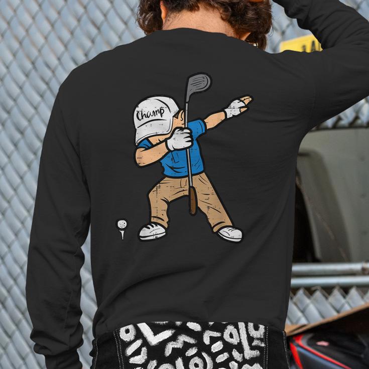 Dabbing Golfer Golfing Golfer Dad Men Boys Kids Youth Long Sleeve T-Shirt Back Print