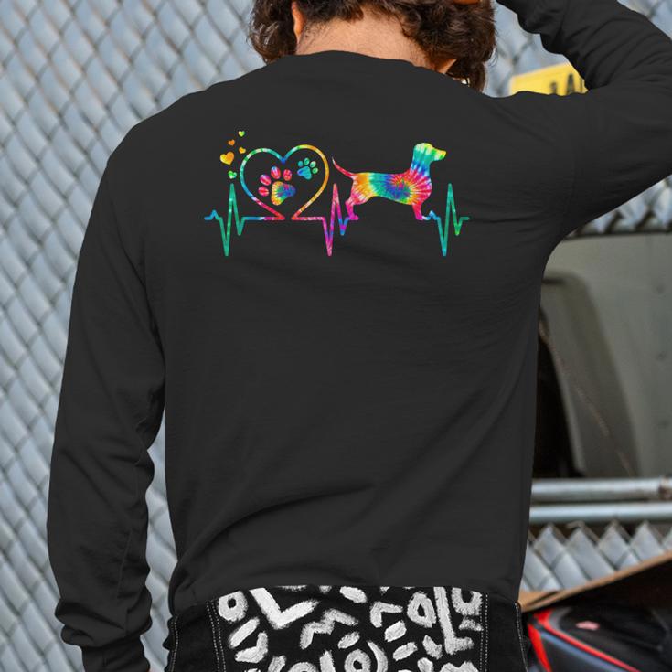 Dachshund Doxie Weenie Mom Dad Heartbeat Tie Dye Dog Long Sleeve T-Shirt Back Print Dachshund Doxie Weenie Mom Dad Heartbeat Tie Dye Dog Long Sleeve T-Shirt Back Print