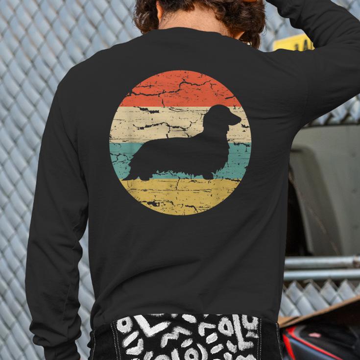 Dachshund Long Haired Dog Vintage Mom Dad Retro Long Sleeve T-Shirt Back Print