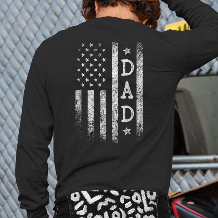 Dad American Flag Dad Patriotic Father's Day Long Sleeve T-Shirt Back Print