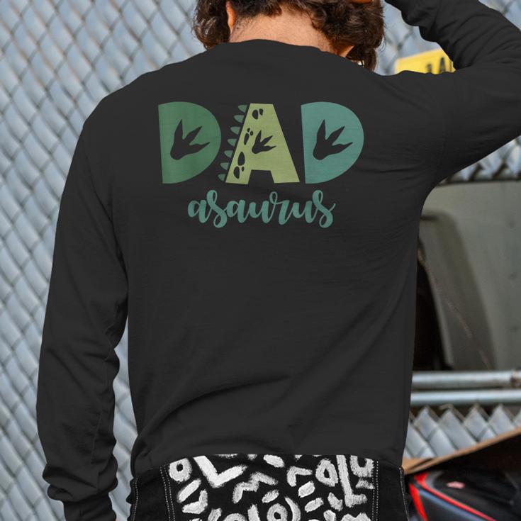 Dad Asaurus Dinosaur Birthday Mom Dad Birthday Boy T-Rex Long Sleeve T-Shirt Back Print