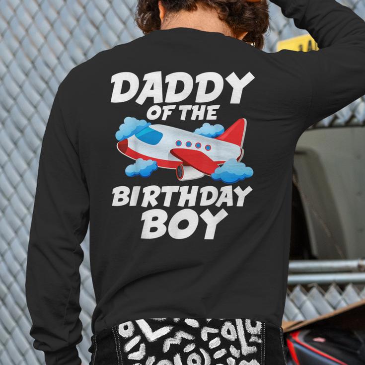 Dad Of The Birthday Boy Airplane Long Sleeve T-Shirt Back Print