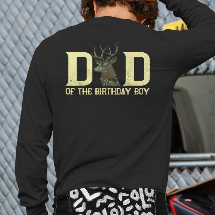 Dad Of The Birthday Boy Deer Hunter Camouflage Flag Long Sleeve T-Shirt Back Print