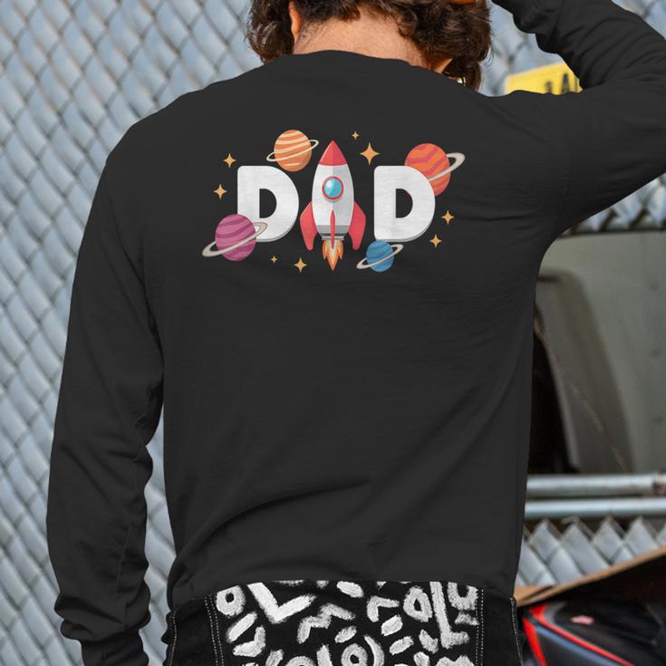 Dad Of The Birthday Boys Space Astronaut 1st Birthday Family Long Sleeve T-Shirt Back Print