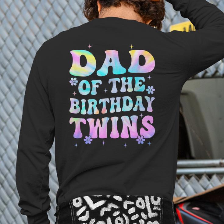 Dad Of The Birthday Twins Girls Kids Party Retro Bday Long Sleeve T-Shirt Back Print