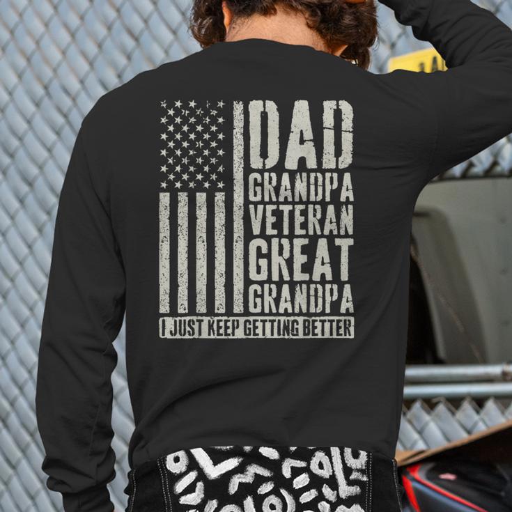 Dad Grandpa Veteran Great Grandpa Long Sleeve T-Shirt Back Print