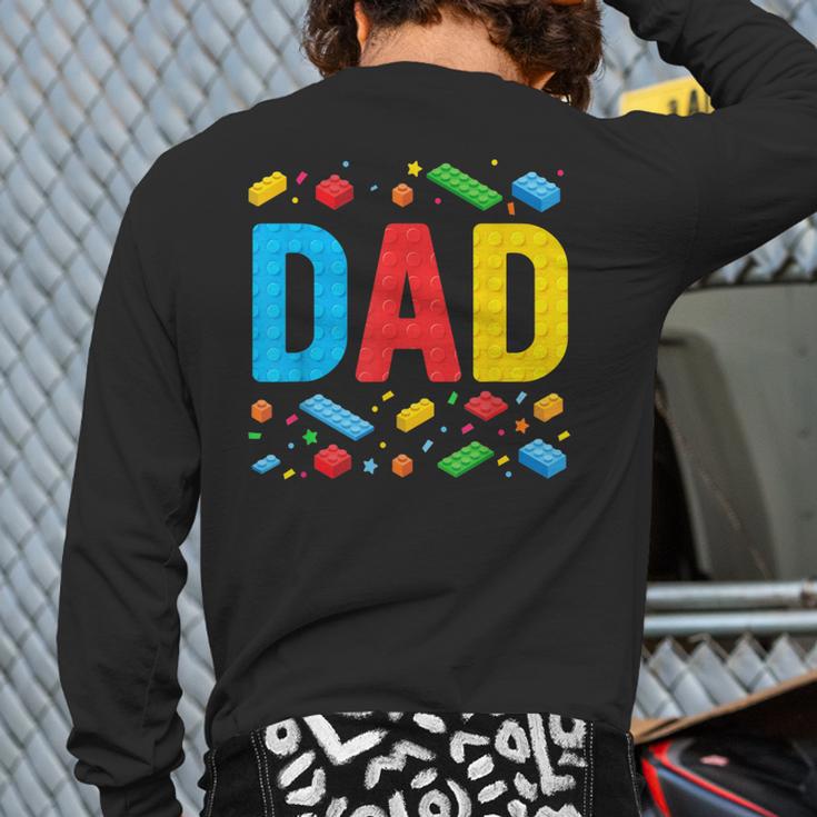 Dad Master Builder Building Bricks Blocks Family Fathers Day Long Sleeve T-Shirt Back Print