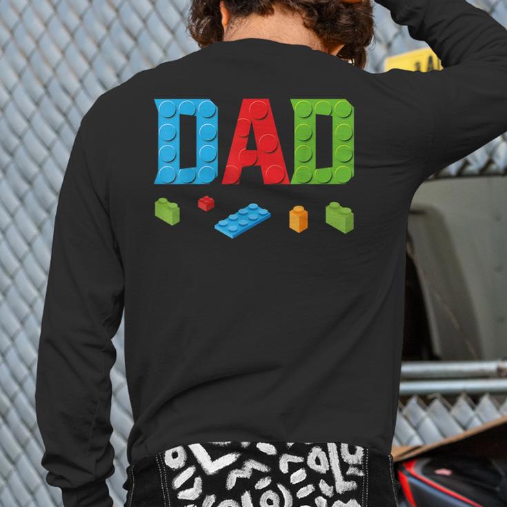 Dad Master Builder Building Bricks Blocks Family Set Parents Small Long Sleeve T-Shirt Back Print