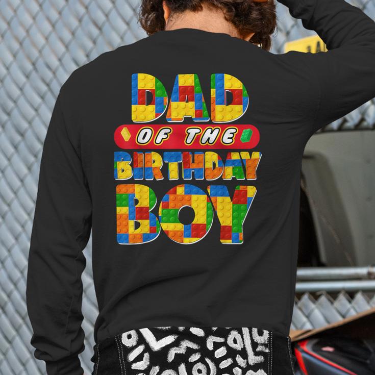 Dad And Mom Birthday Boy Building Bricks Family Party Decor Long Sleeve T-Shirt Back Print