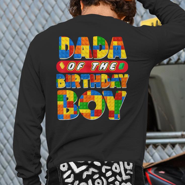 Dad And Mom Dada Birthday Boy Building Bricks Family Party Long Sleeve T-Shirt Back Print