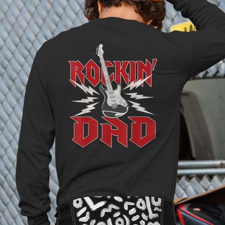 Dad Rockin One Birthday Family Matching Rock Guitar Long Sleeve T-Shirt Back Print