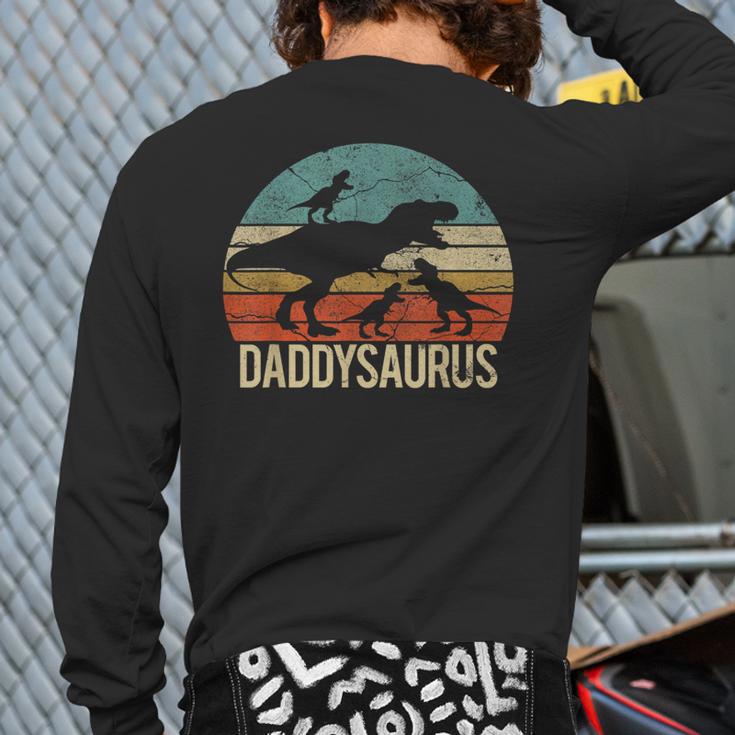 Daddy Dinosaur Daddysaurus 3 Three Kids Xmas Long Sleeve T-Shirt Back Print