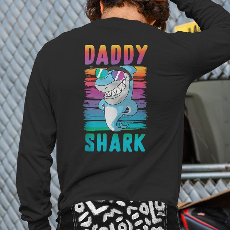 Daddy Shark Retro Vintage Dad Long Sleeve T-Shirt Back Print Daddy Shark Retro Vintage Dad Long Sleeve T-Shirt Back Print