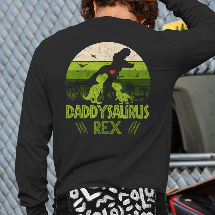 Daddysaurus Rex 2 Kids Sunset Tshirt For Fathers Day Long Sleeve T-Shirt Back Print