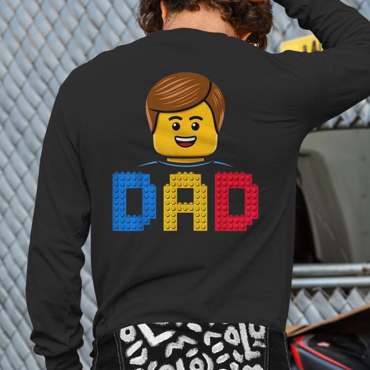 Family Dad Master Builder Building Bricks Blocks Fathers Day Long Sleeve T-Shirt Back Print
