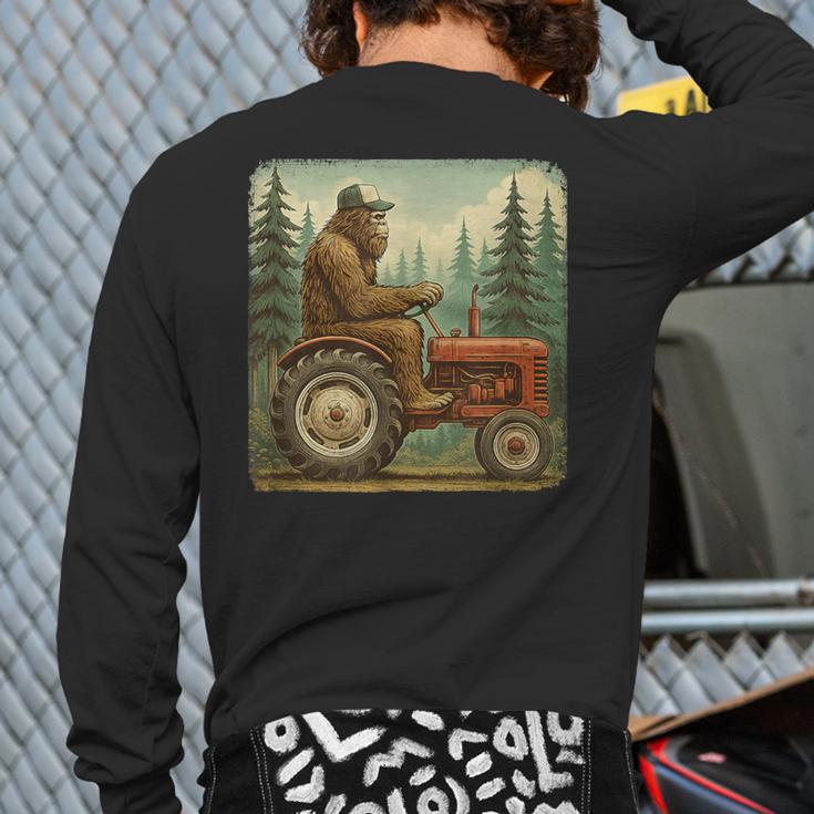 Farmer Men Tractor Rancher Farm Dad Distressed Long Sleeve T-Shirt Back Print