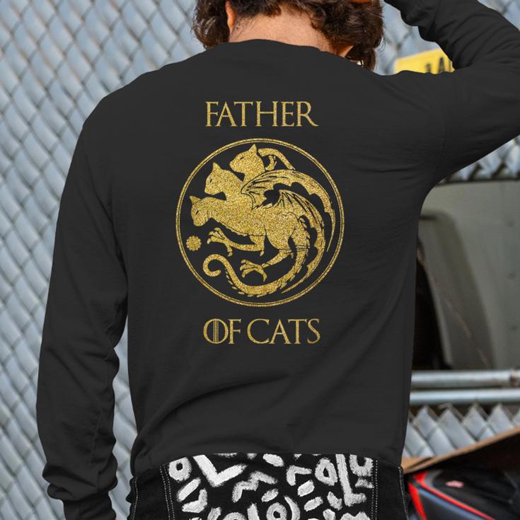 Father Of Cats Shirt Cat Dad Cat Daddy Long Sleeve T-Shirt Back Print