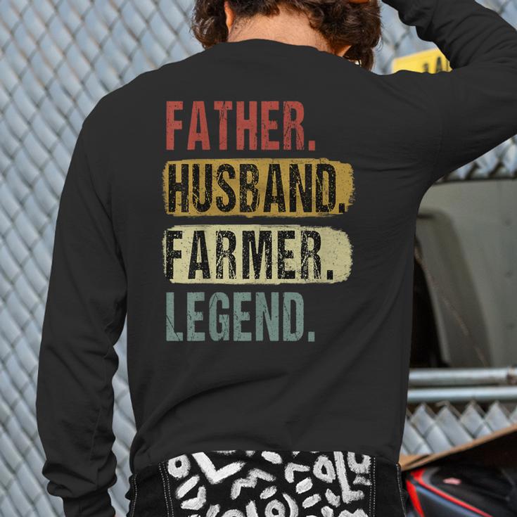 Father Husband Farmer Legend Vintage Dad Father's Day Long Sleeve T-Shirt Back Print Father Husband Farmer Legend Vintage Dad Father's Day Long Sleeve T-Shirt Back Print