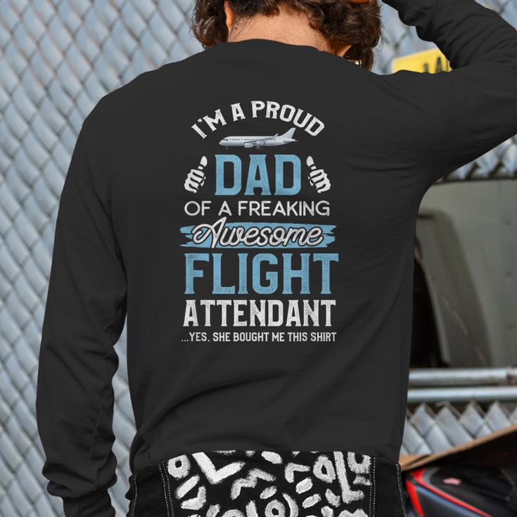 Flight Attendant Shirt For Dad Father Flight Attendant Long Sleeve T-Shirt Back Print Flight Attendant Shirt For Dad Father Flight Attendant Long Sleeve T-Shirt Back Print