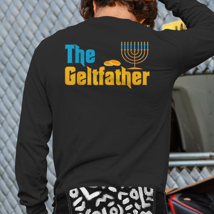 Gelt Father Hanukkah Menorah Jewish Dad Pajamas Long Sleeve T-Shirt Back Print