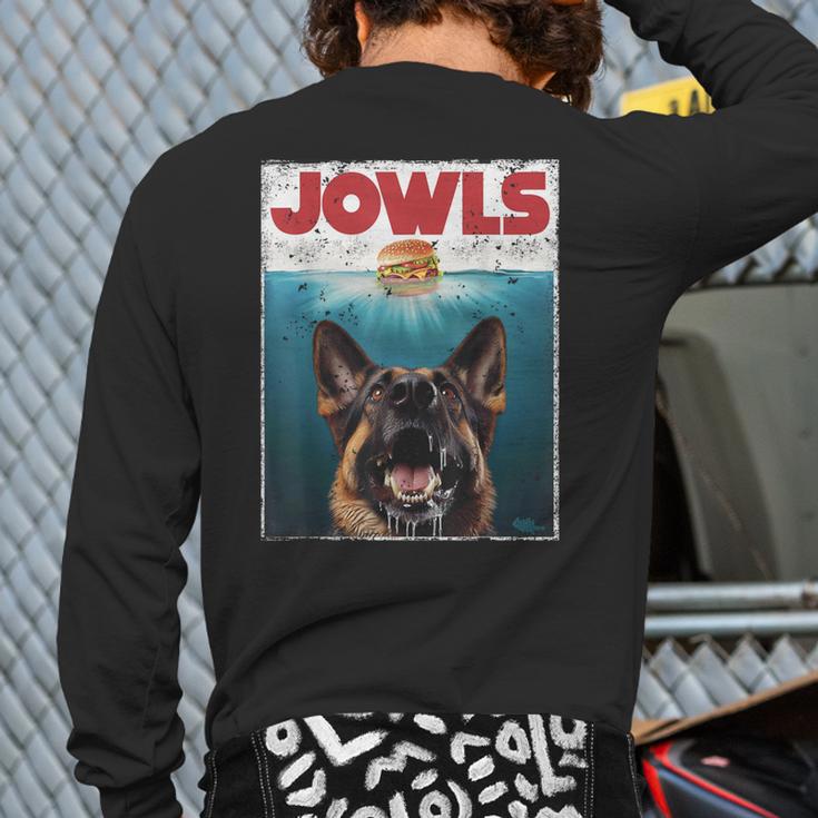 German Shepherd Jowls Hamburger GSG Dog Mom Dog Dad Long Sleeve T-Shirt Back Print