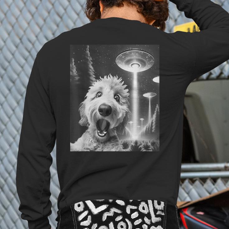 Goldendoodle Alien UFO Taking a Selfie Dog Mom Dad Long Sleeve T-Shirt Back Print