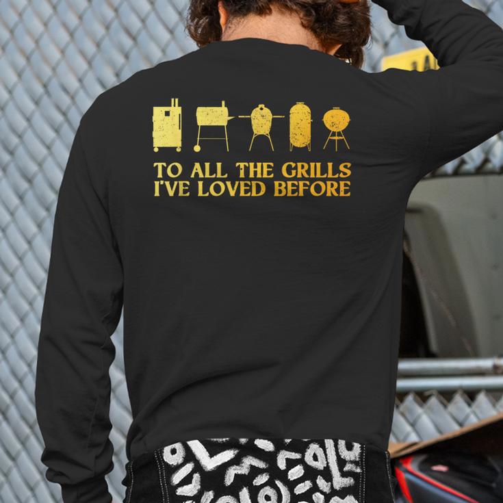 Grilling Art For Men Dad Barbecue Meat Smoking BBQ Long Sleeve T-Shirt Back Print