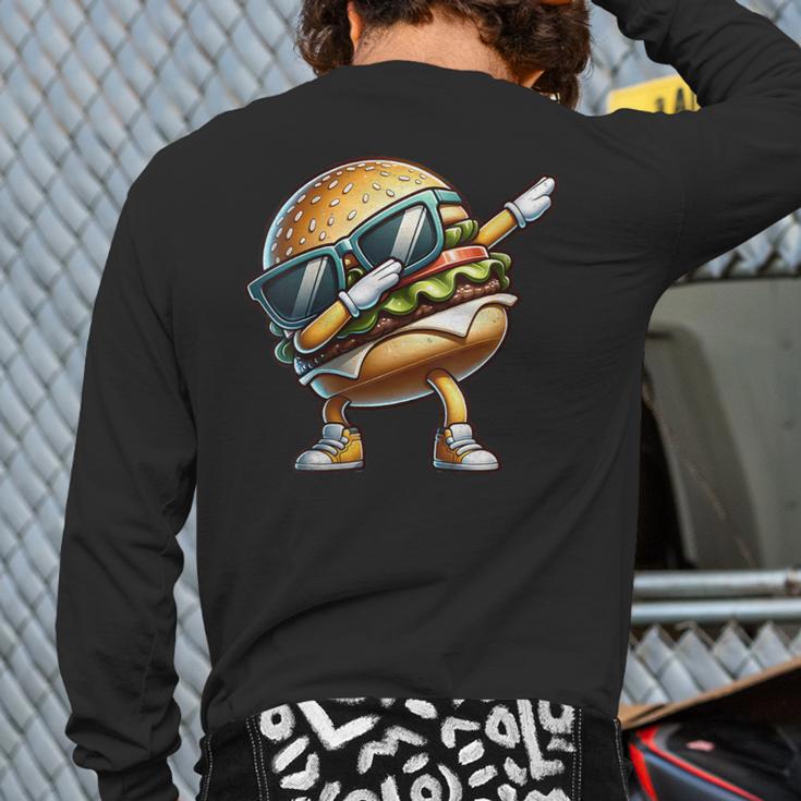 Hamburger Dabbing Kids Men Women Dab Dance Cheeseburgers Dad Long Sleeve T-Shirt Back Print