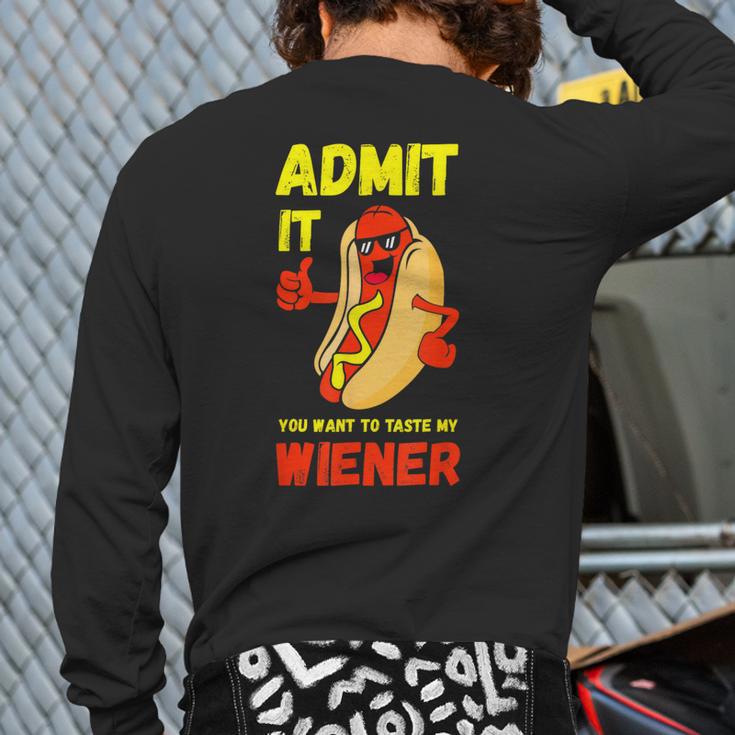 Hilarious Hot Dog Dad Joke Text Pun Dirty Joke -Barbecue Long Sleeve T-Shirt Back Print