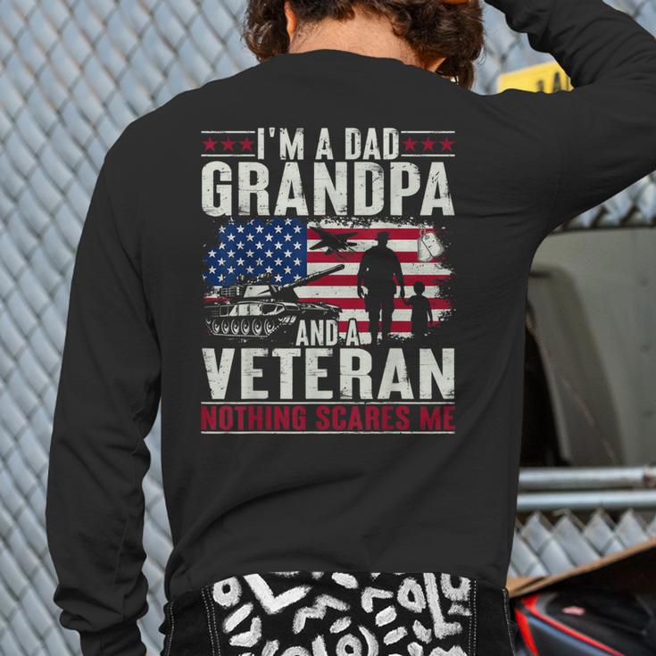 I'm A Dad Grandpa And Veteran Retro Papa Grandpa Long Sleeve T-Shirt Back Print