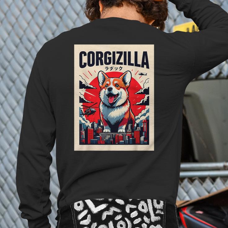 Japanese Art Corgi Dog Mom Dad Long Sleeve T-Shirt Back Print Japanese Art Corgi Dog Mom Dad Long Sleeve T-Shirt Back Print
