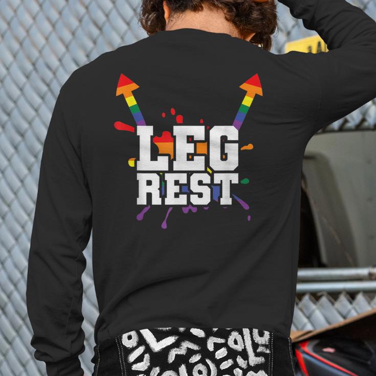 Leg Rest Naughty Dad Joke Vagitarian Lesbian Long Sleeve T-Shirt Back Print