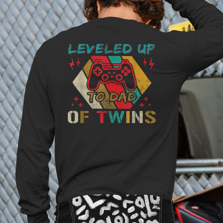Leveled Up To Dad Of Twins Video Gamer Gaming Long Sleeve T-Shirt Back Print