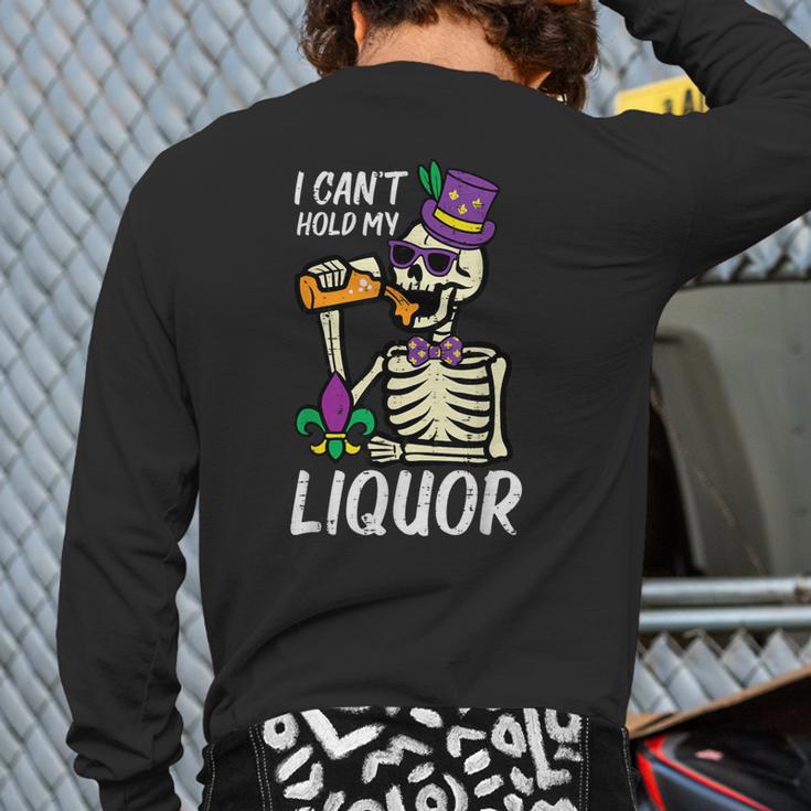 Mardi Gras Skeleton Cant Hold My Carnival Team Dad Men Long Sleeve T-Shirt Back Print