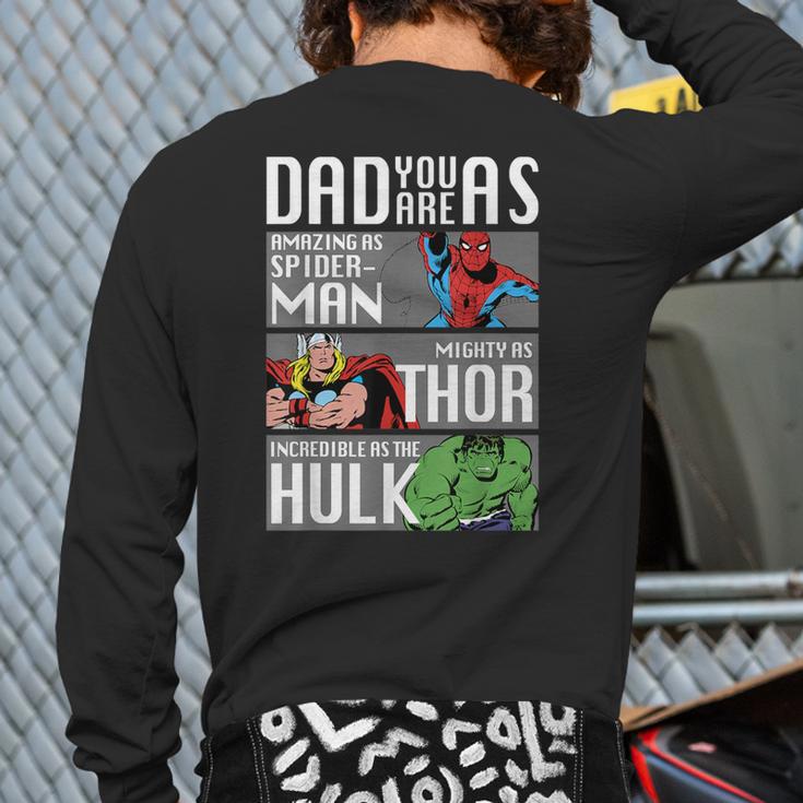 Marvel Father's Day Spider-Man Thor Hulk Dad Attributes Long Sleeve T-Shirt Back Print