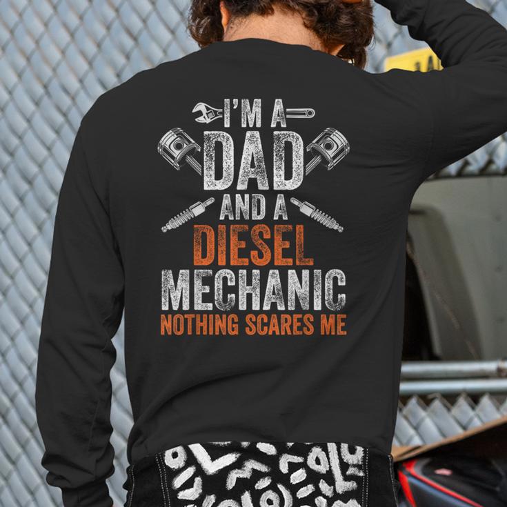 For Men Father's Day Halloween Diesel Mechanic Dad Long Sleeve T-Shirt Back Print
