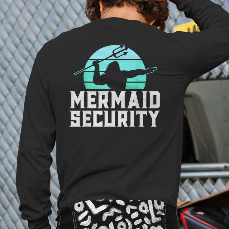 Mermaid Security Shirt Boys Swimmer Dad Merdad Trident Long Sleeve T-Shirt Back Print