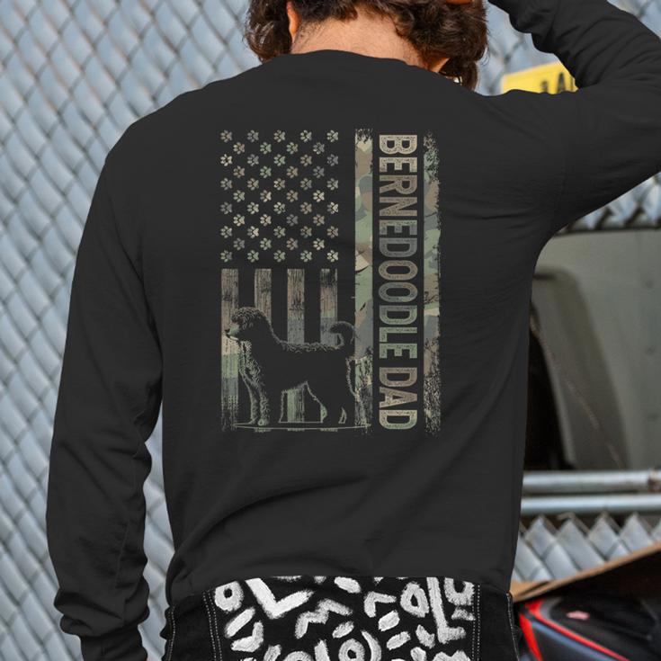 Mini Bernedoodle Dad Camo USA Flag DESIGN ON BACK Long Sleeve T-Shirt Back Print