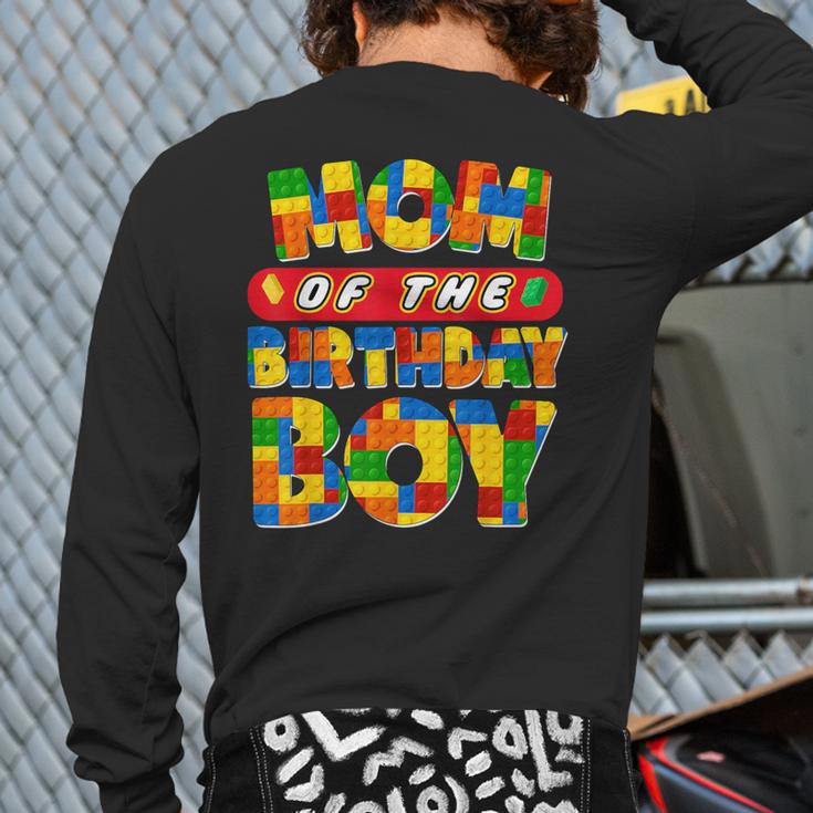 Mom And Dad Birthday Boy Building Bricks Family Party Decor Long Sleeve T-Shirt Back Print