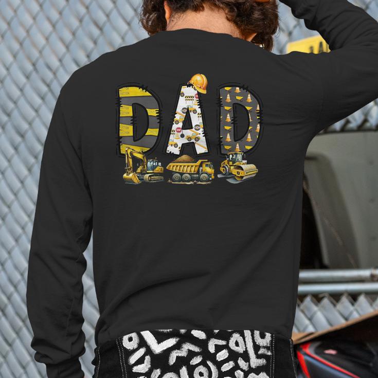 Mom And Dad Construction Birthday Boys Toddler Kids Family Long Sleeve T-Shirt Back Print