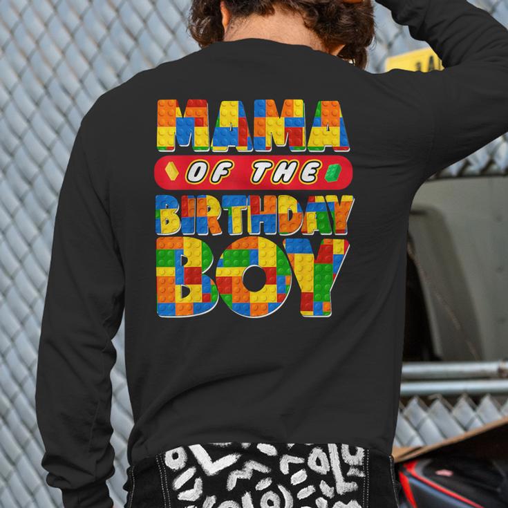Mom And Dad Mama Birthday Boy Building Bricks Family Party Long Sleeve T-Shirt Back Print