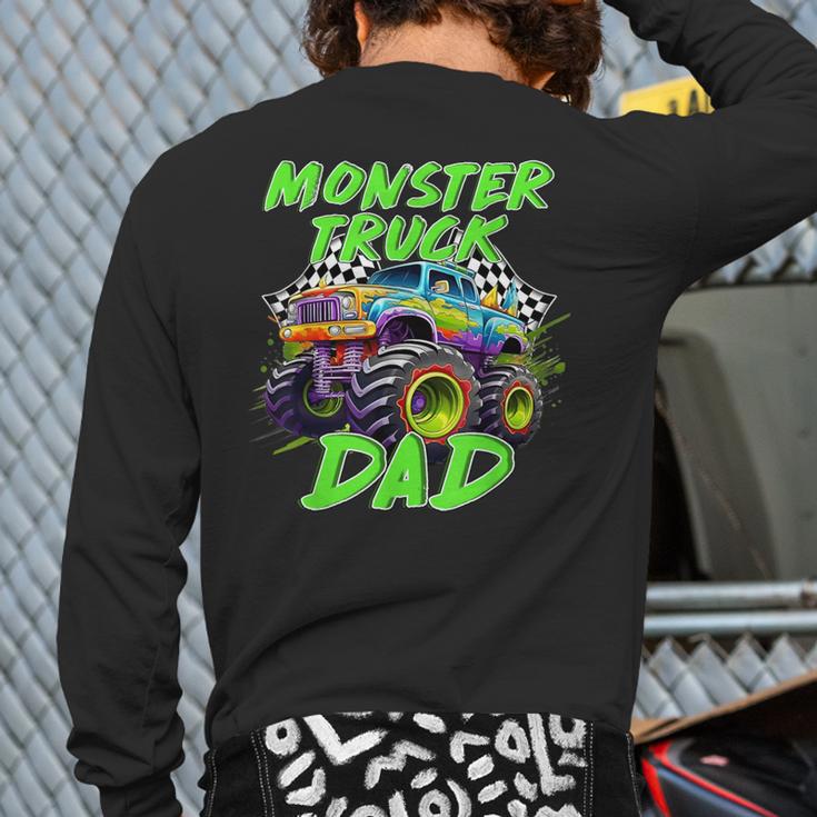 Monster Truck Dad Family Matching Birthday Party Fathers Day Long Sleeve T-Shirt Back Print