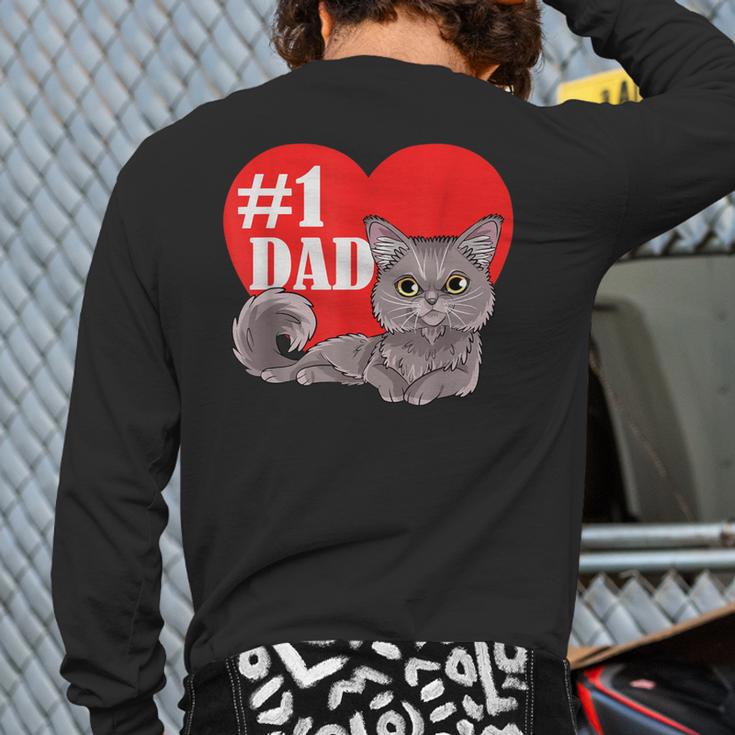 Nebelung Cat 1 Dad Father's Day Daddy Heart Decor For Men Women Kids Long Sleeve T-Shirt Back Print