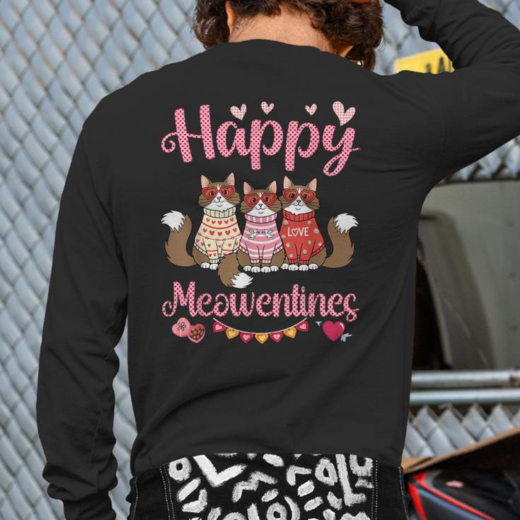 Norwegian Forest Cat Happy Meowentines Valentine Dad Mom Long Sleeve T-Shirt Back Print