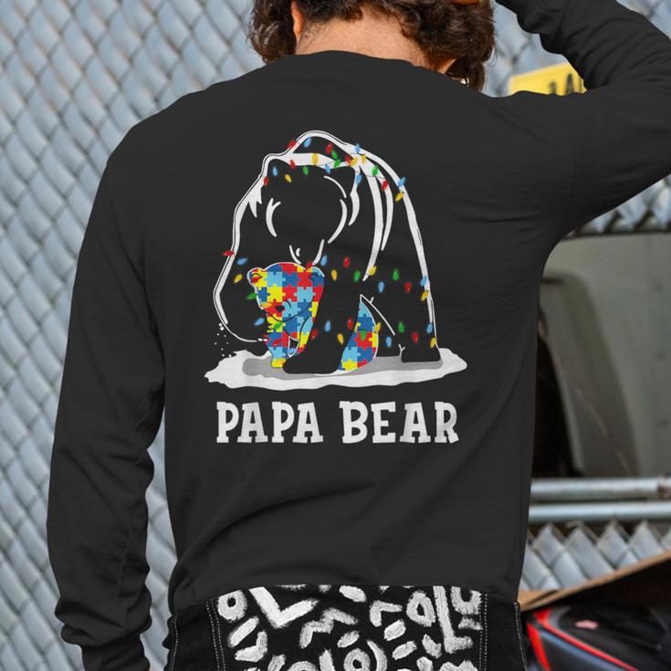 Papa Bear Autism Awareness Autism Matching Family Dad Long Sleeve T-Shirt Back Print