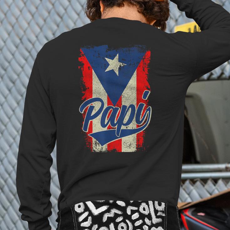 Papi Puerto Rican Dad Puerto Rico Pride Boricua Father's Day Long Sleeve T-Shirt Back Print