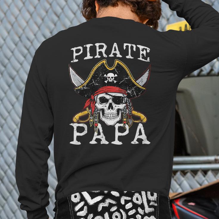 Pirate Papa Skull Family Matching Costume Dad Grandpa Men Long Sleeve T-Shirt Back Print