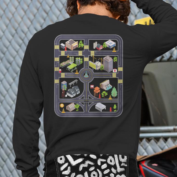 Play Cars On Dad's Back Mom's Back City Map BACK PRINT ONLY Long Sleeve T-Shirt Back Print Play Cars On Dad's Back Mom's Back City Map BACK PRINT ONLY Long Sleeve T-Shirt Back Print