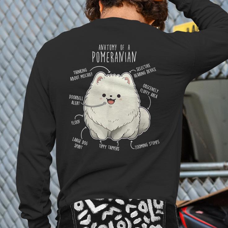 Pomeranian Anatomy Cute Pet Pom Mom Dog Dad For Men Women Girls Kids Long Sleeve T-Shirt Back Print