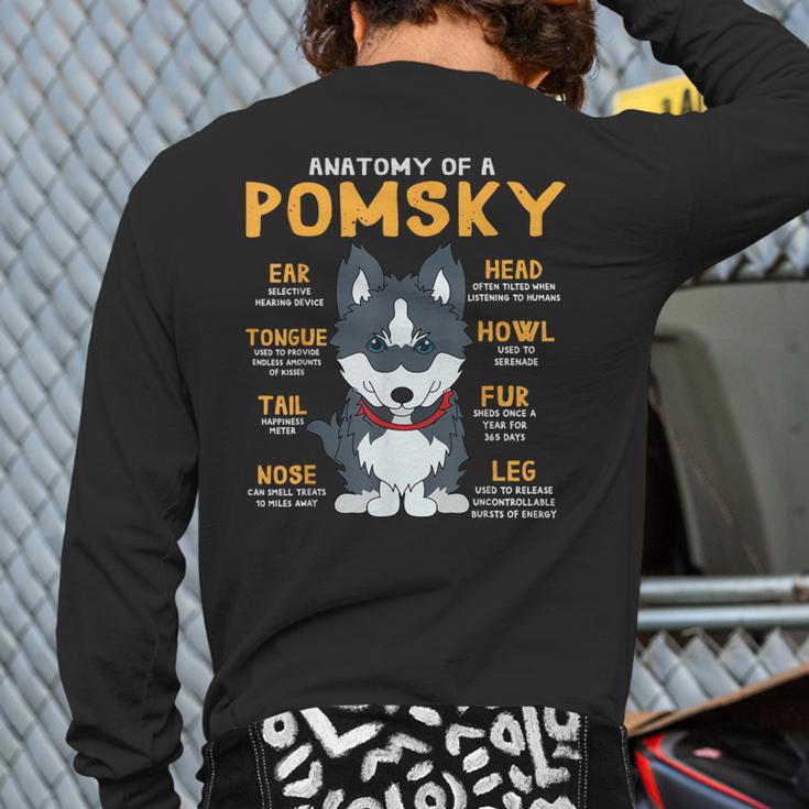 Pomsky Anatomy Dog Mom Dad Long Sleeve T-Shirt Back Print